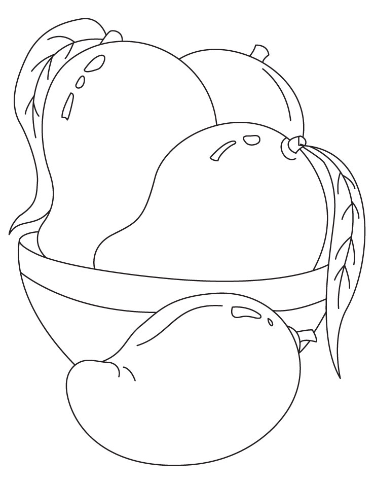 Four mango coloring pages Four mango coloring pages