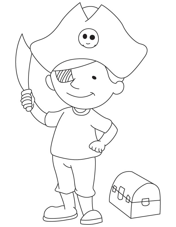 Pirate boy with treasure chest Pirate boy with treasure chest