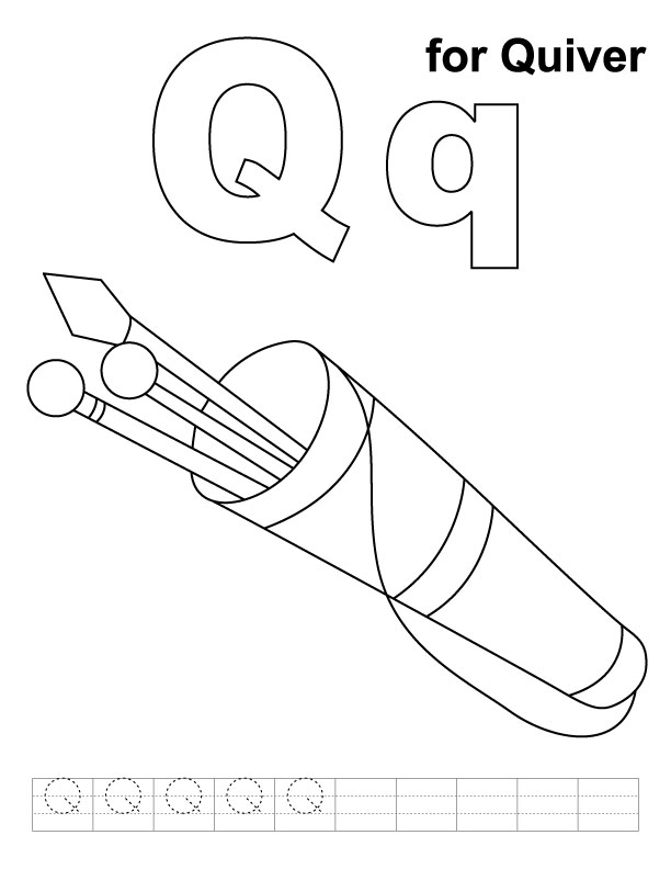 Q for quiver coloring page with handwriting practice Q for quiver coloring page with handwriting practice