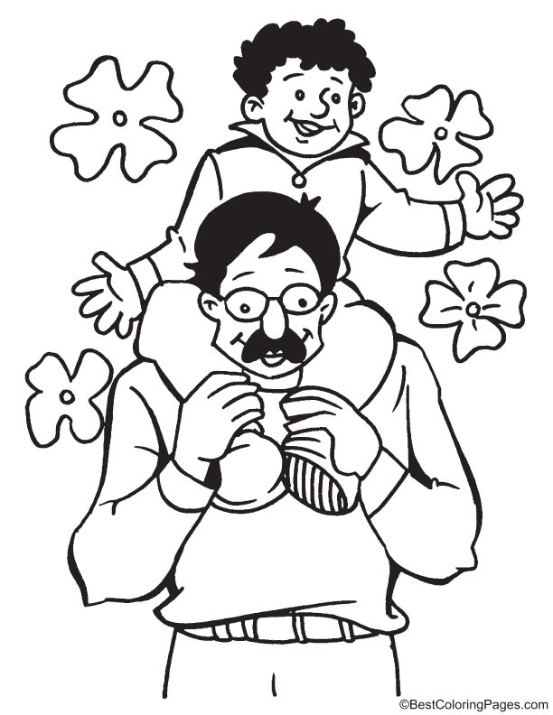 Rest on fathers shoulders coloring page Rest on fathers shoulders coloring page