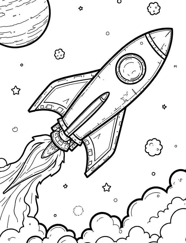 Space mission coloring page Space mission coloring page