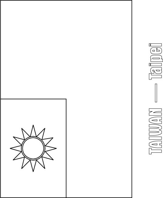 Taiwan flag coloring page Taiwan flag coloring page