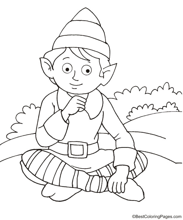 Thinking elf coloring page Thinking elf coloring page