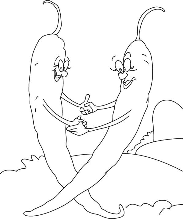Two chillies dancing coloring page Two chillies dancing coloring page