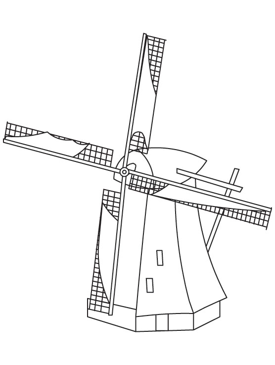 Windmill coloring page Windmill coloring page