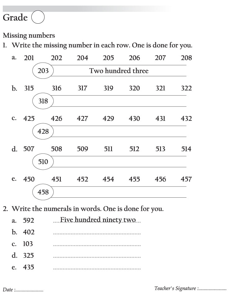 Missing Numbers Missing Numbers